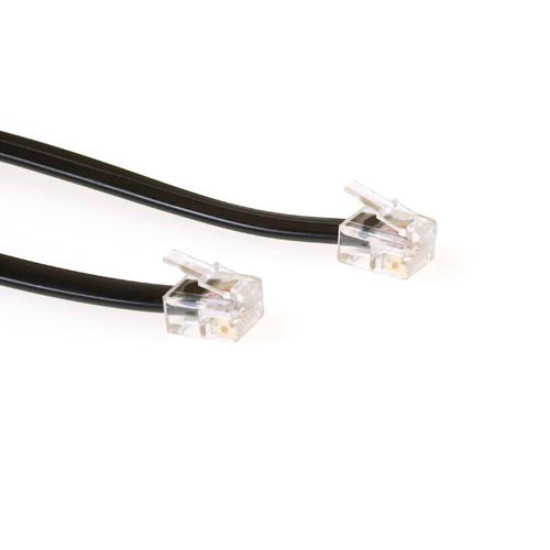 ACT TD5702 Platte Telefoonkabel | RJ12 connectoren | Zwart | 2 meter