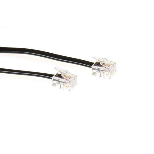 ACT TD5503 Platte Telefoonkabel | RJ11 connectoren | Zwart | 3 meter