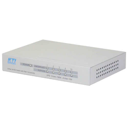 KTI Networks KS-105F-C Ver. B Unmanaged Ethernet Switch | 4x 10/100Mbps + 1x Multimode duplex SC