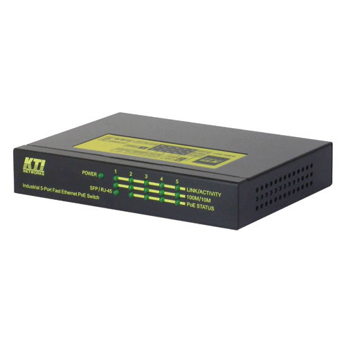 KTI Networks KSD-541-HP Fast Ethernet Switch | Unmanaged | PoE+ | 4x 10/100 Mbps | 1x combo RJ-45/SFP | RJ-45