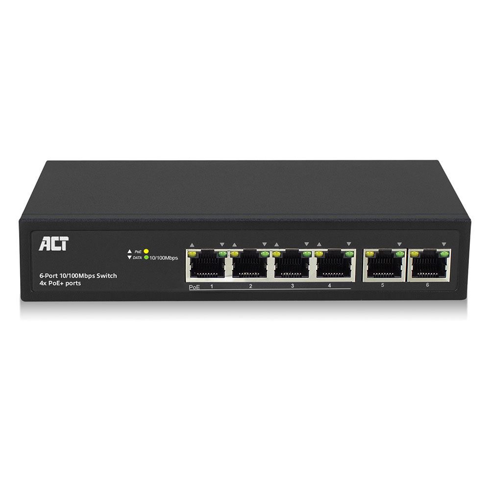 ACT AC4430 Ethernetswitch 6-Poorts 10/100Mbps 4xPoE+