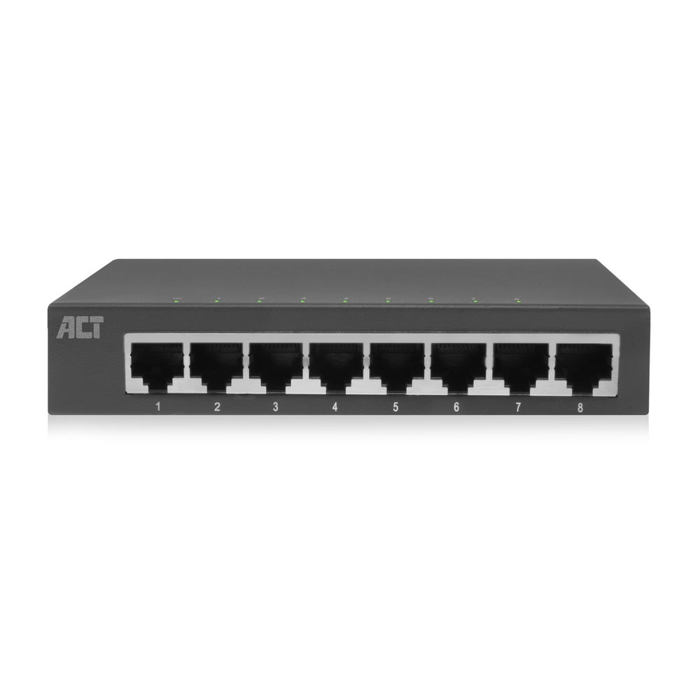 ACT AC4418 Stille 8-Poorts Gigabit Ethernet Switch | Zwart