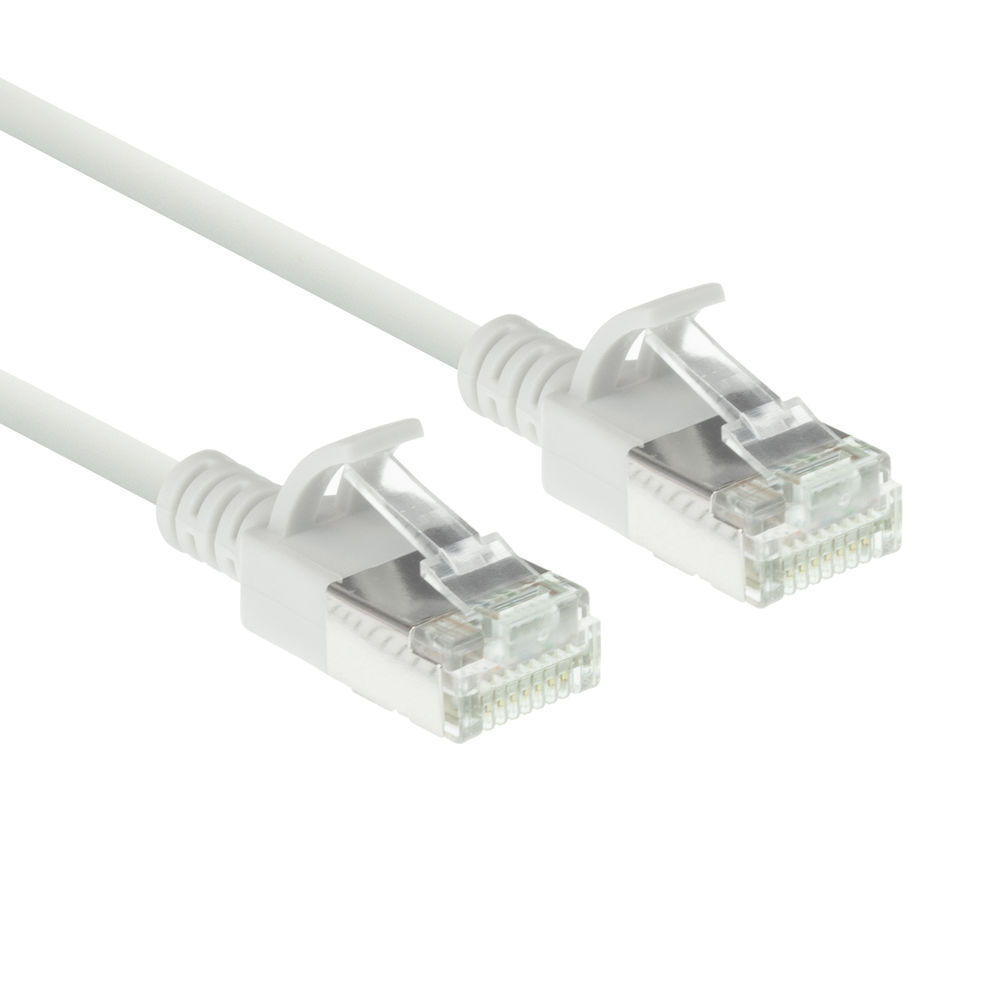 ACT DC6930 LSZH U/FTP CAT6A Datacenter Slimline Patchkabel Snagless | RJ45 Connectoren | Wit | 15 cm