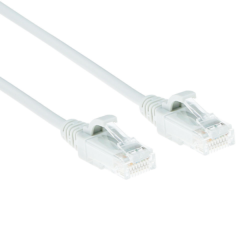 ACT DC8930 LSZH U/UTP CAT6 Datacenter Slimline Patchkabel Snagless | RJ45 connectoren | Wit | 15 cm