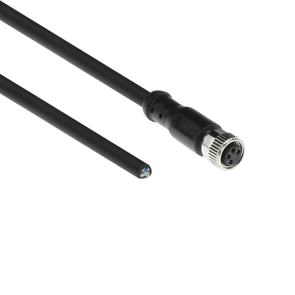 ACT SC3112 Industriële Sensorkabel | M8A 4-Polig Female naar Open End | Ultraflex Xtreme TPE kabel | Afgeschermd | IP67 | Zwart | 5 meter