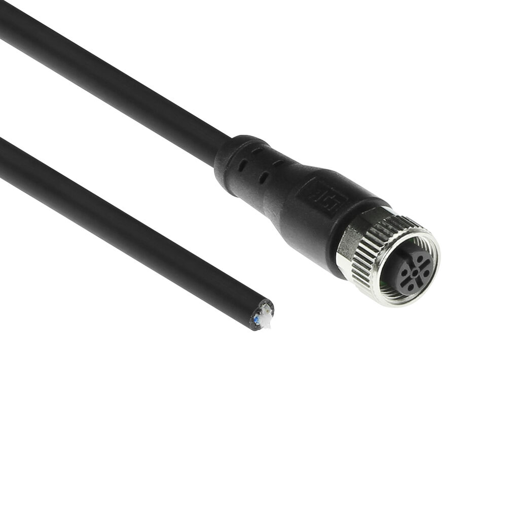 ACT SC3509 Industriële Sensorkabel | M12A 5-Polig Female naar Open End | Superflex Xtreme TPE kabel | Afgeschermd | IP67 | Zwart | 5 meter