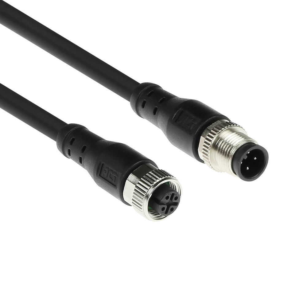 ACT SC3401 Industriële Sensorkabel | M12A 4-Polig Male naar M12A 4-Polig Female | Superflex Xtreme TPE kabel | Afgeschermd | IP67 | Zwart | 1,5 meter