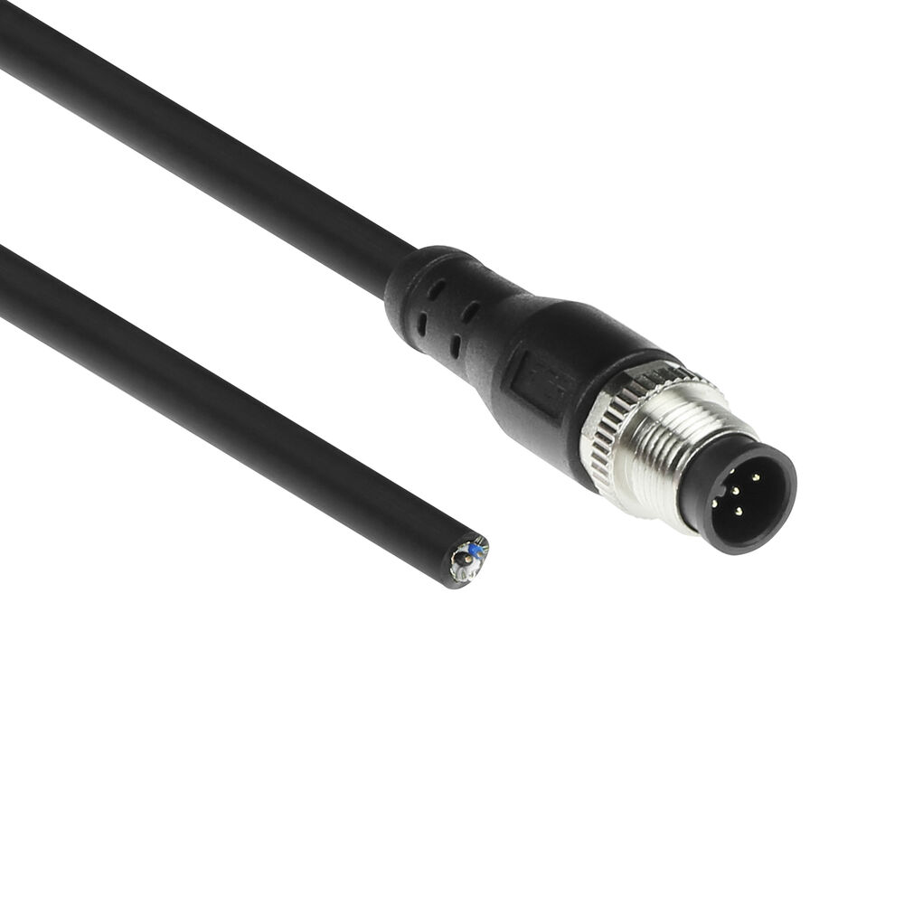 ACT SC3504 Industriële Sensorkabel | M12A 5-Polig Male naar Open End | Superflex Xtreme TPE kabel | Afgeschermd | IP67 | Zwart | 1,5 meter