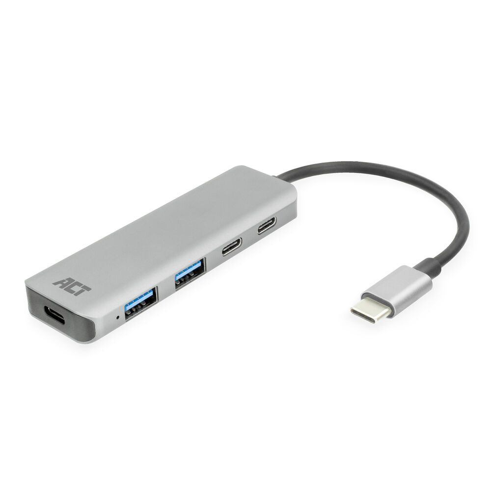 ACT AC7072 USB-C Hub 3.0 | 2x USB-A | 2x USB-C | 5Gbps | USB-C Power Port | Aluminium