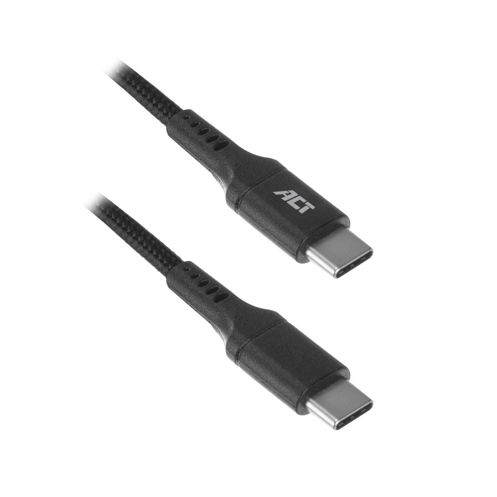 ACT AC3096 Nylon USB-C Telefoon/Tablet Laadkabel | USB 2.0 | USB-C male - USB-C male | 1 meter