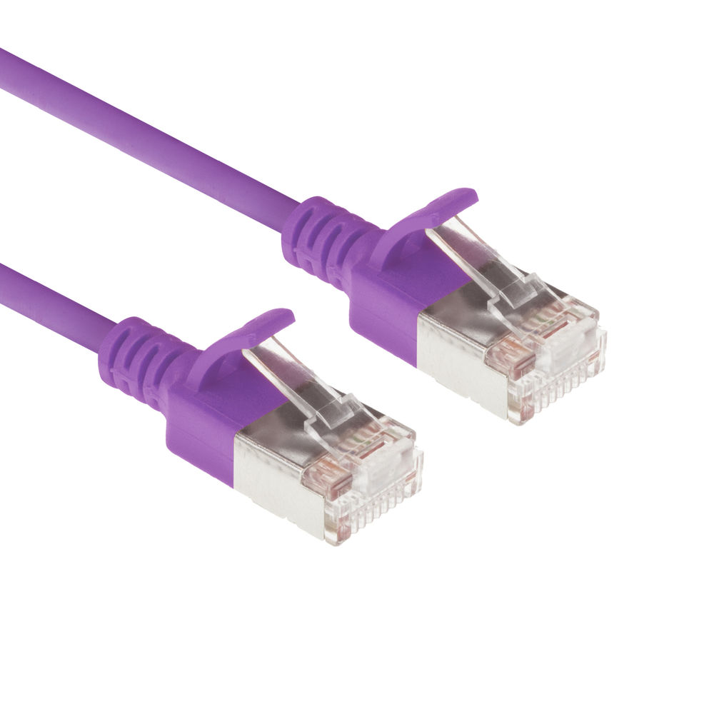 ACT DC7301 LSZH U/FTP CAT6A Datacenter Slimline Patchkabel Snagless | RJ45 Connectoren | Paars | 1 meter