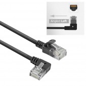 ACT DC1930 U/UTP CAT6A LSZH Slimline Patchkabel | RJ45 Connectoren | 90° haaks Links | Zwart | 15 cm